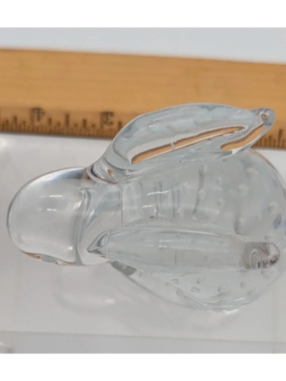 Vintage Art Glass Rabbit Bunny Paperweight Figure Clear controlled bubbles